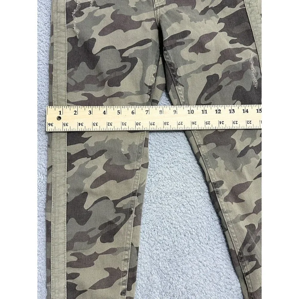 Zara Z1975‎ Denim Camouflage Ankle Pants Green Distressed Raw Hem Womens 4 - Picture 6 of 11